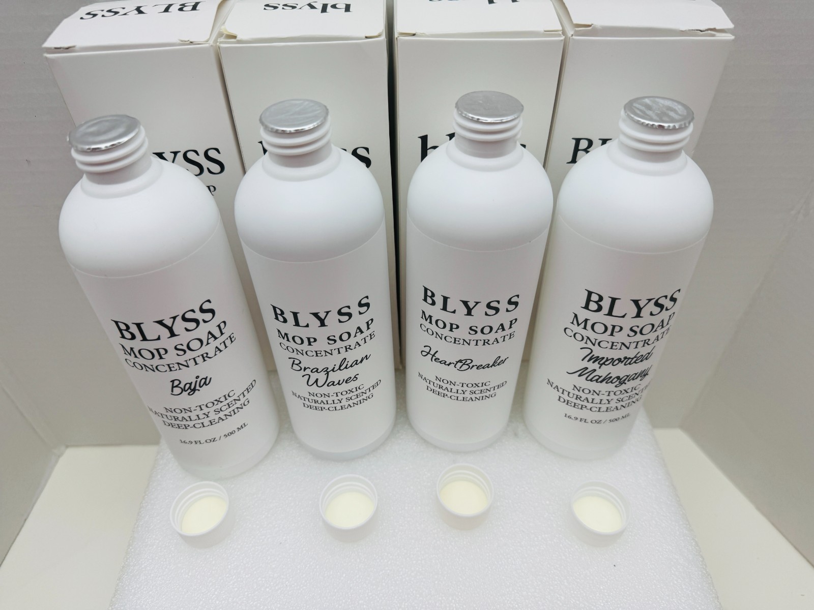 4pk Blyss Mop Concentrate soap Baja/Brazilian Wave/HeartBreaker/Import Mahogany