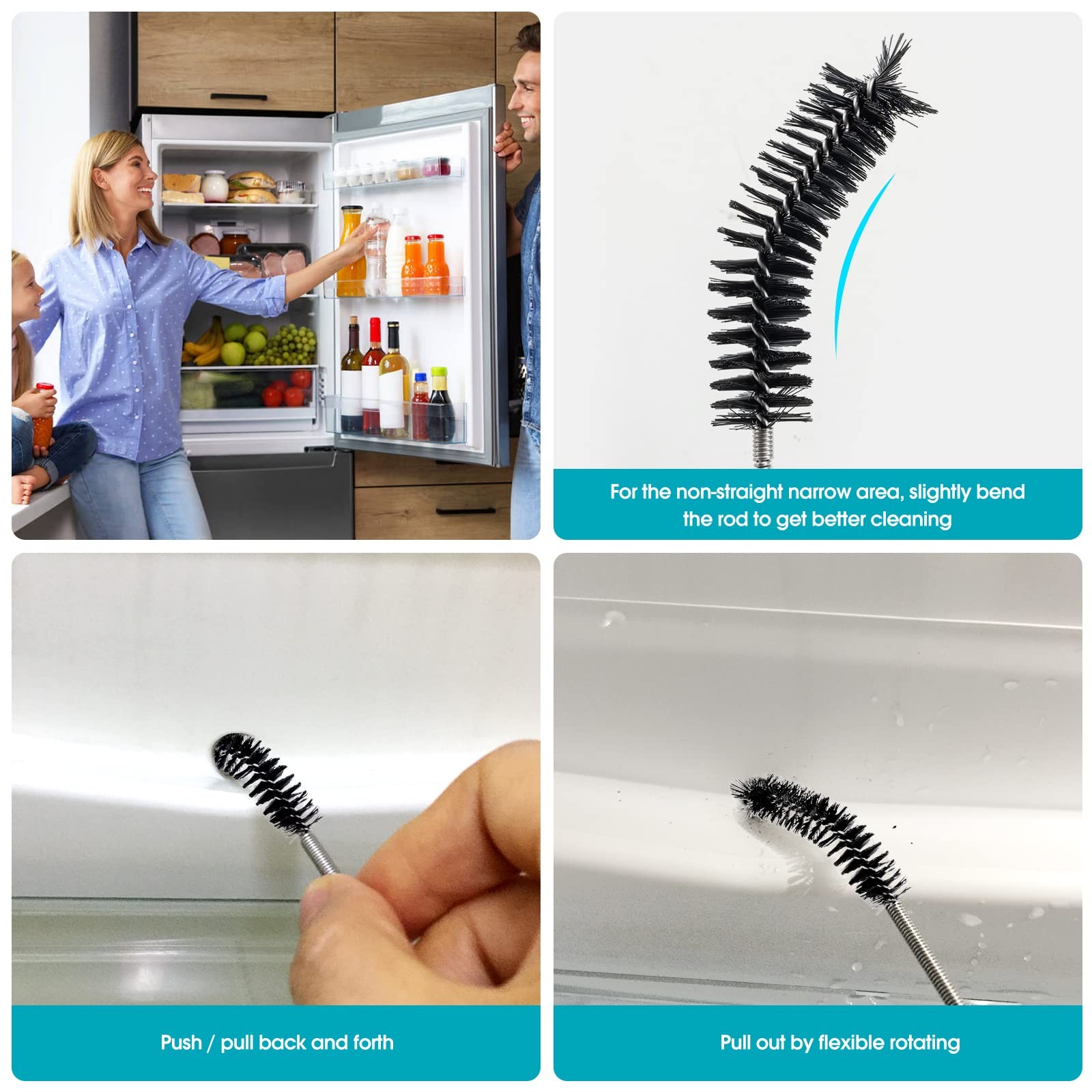 67 Inch Flexible Drain Brush Long Nylon Cleaner Brush Double Ended Pipe Cleaner