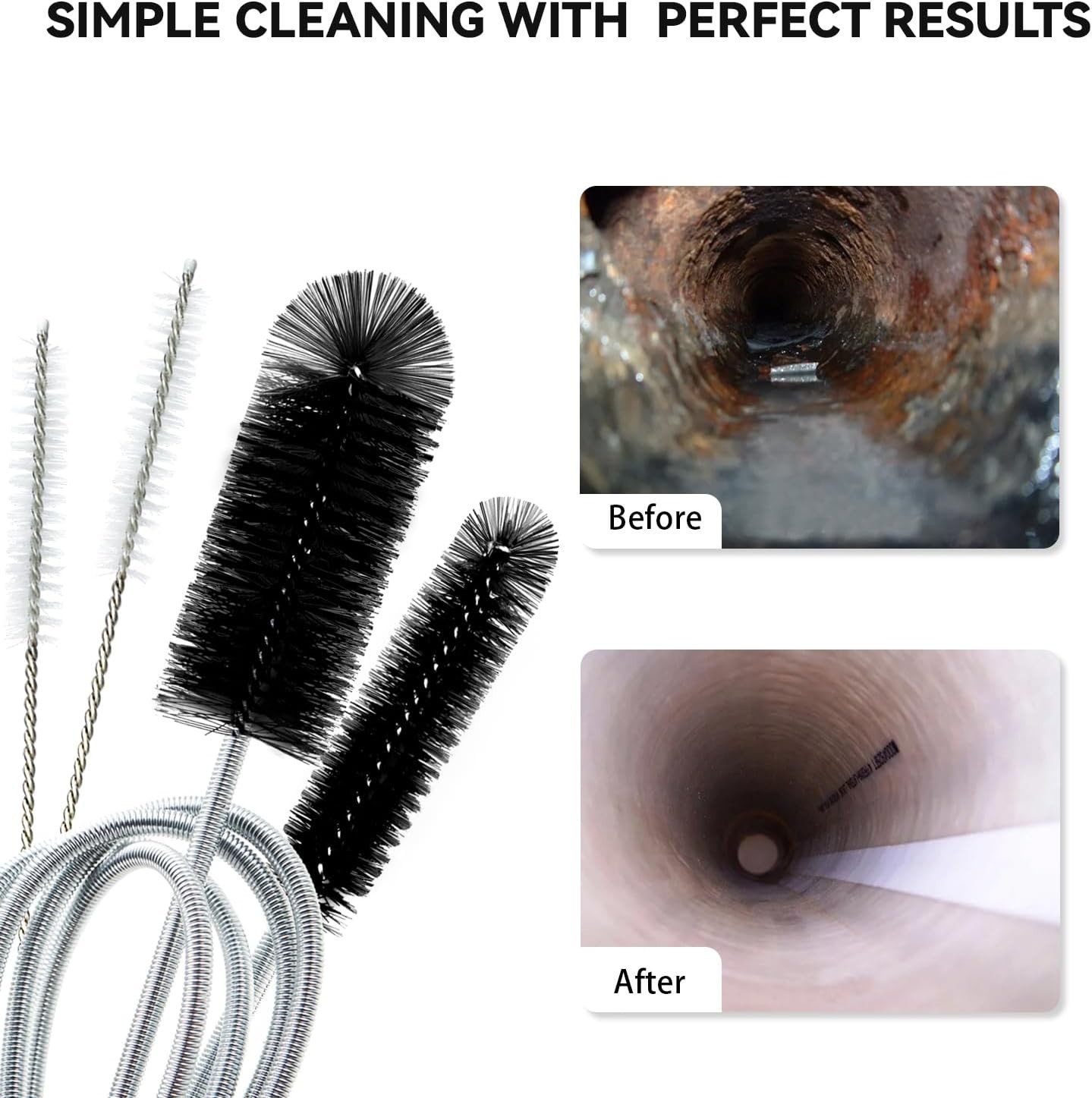 Flexible Drain Brush, 66 Inch Long Double Ended Hose Pipe Cleaners and 58 Inc…