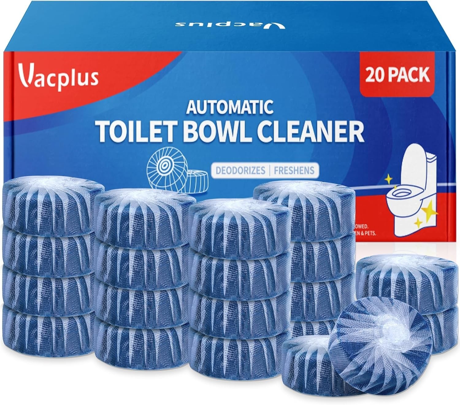 Vacplus Toilet Bowl Cleaners – 20 Pack Long-Lasting Toilet Cleaner Tablets,