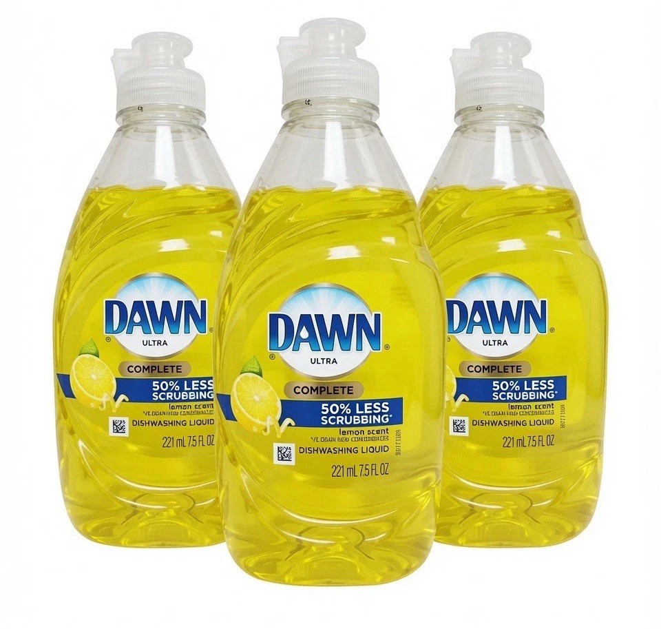 Dawn Ultra 50% Less Scrubbing Dishwashing Liquid, Lemon, 7.5 fl oz, 3 Pack