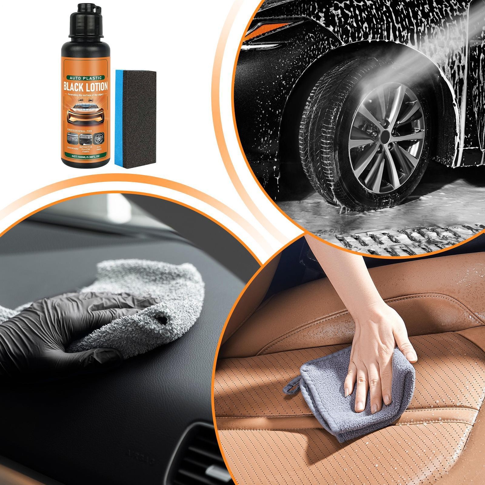 Auto Plastic Restorer Kit Car Interior Faded Plastic Rubber Care Lotion