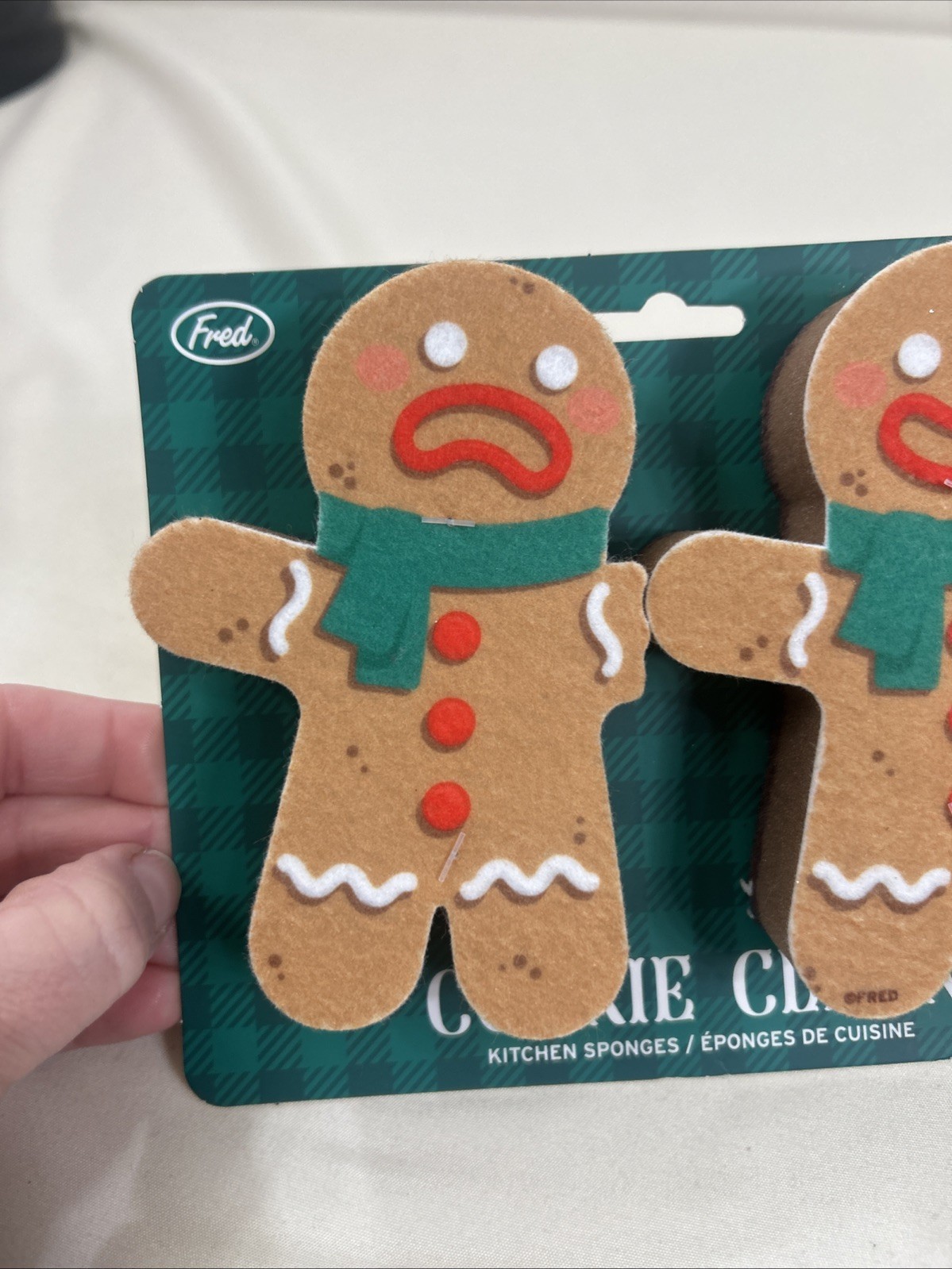 Gingerbread Boy Scrubber Sponge Sponges 2 Pack Christmas Holiday NEW