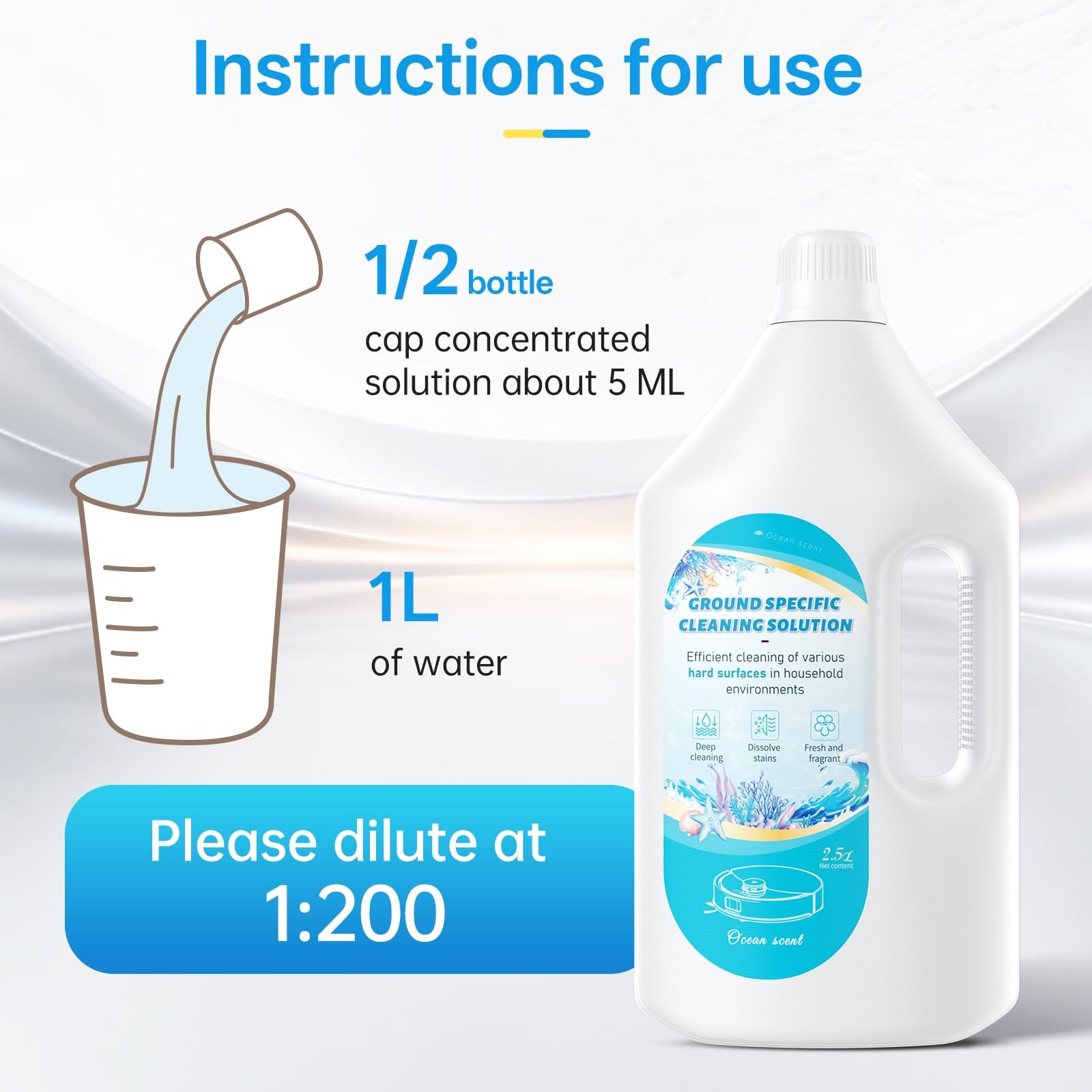 2.5L Fresh Ocean Floor Cleaning Solution suitable with Robot Vacuum
