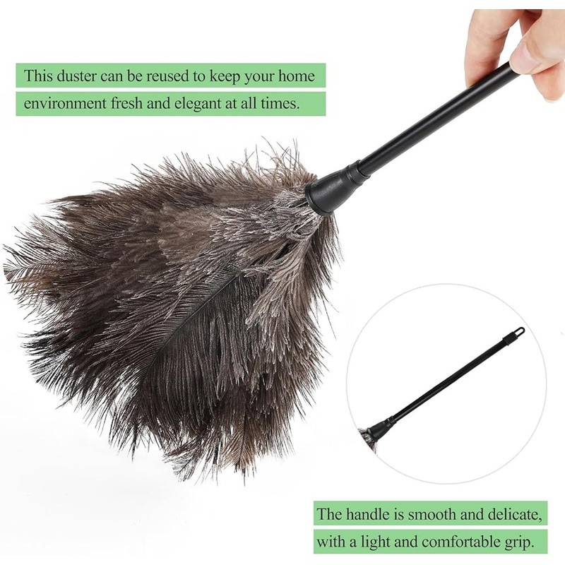 Natural Ostrich Feather Duster Soft & Static Free Cleaning Tool Dusting New