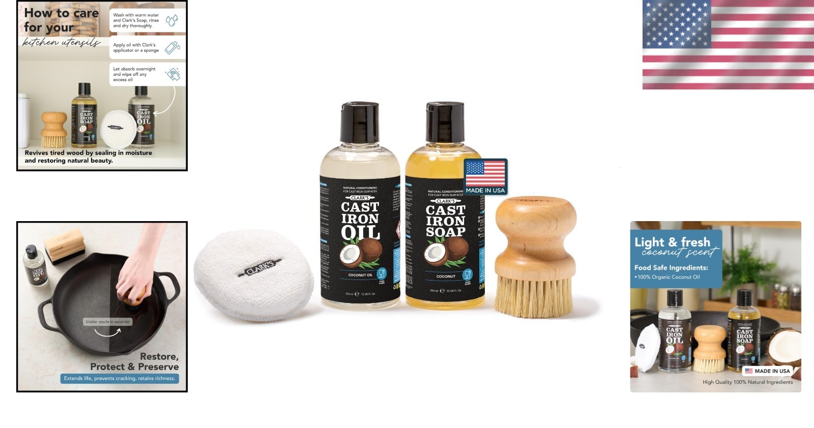 Complete Cast Iron Cleaning Kit with Seasoning Oil