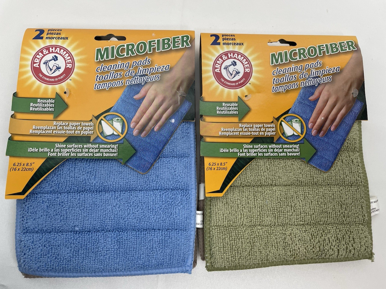 Lot of 2 Packs Arm & Hammer Microfiber Cleaning Pads Cloths Reusable NEW