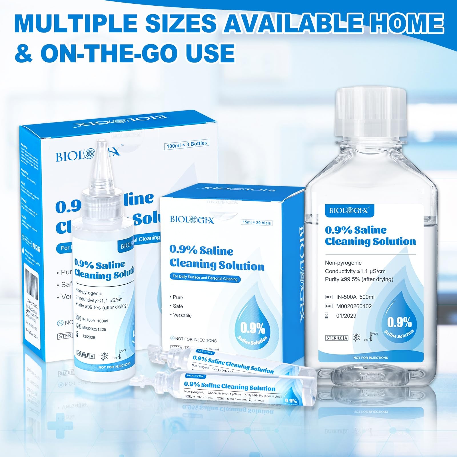 0.9% Saline Cleaning Solution, Normal Solution, Ready-to-Use for Daily Cleani…