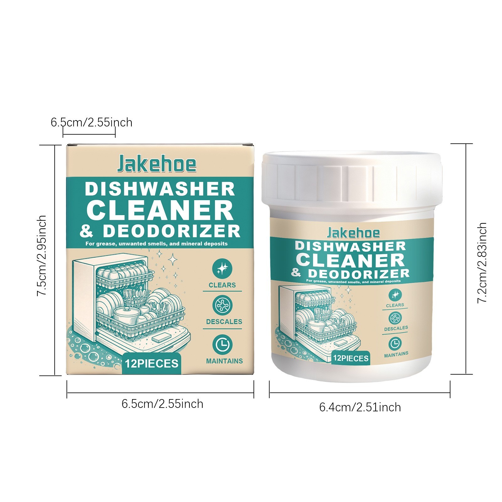 12 Count Dishwasher Cleaner Tablets, Fragrance Free, Deep Cleaning Descaler Pods