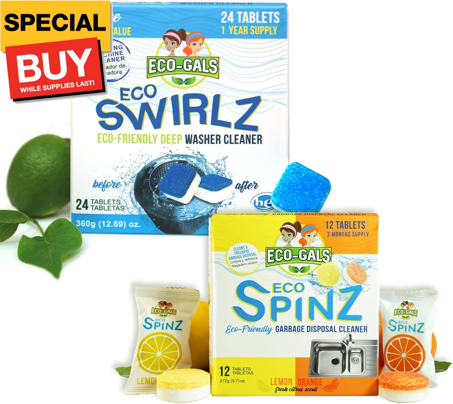 Eco Swirlz Washing Machine Cleaner For Top and Front Load Washers 1 box of 24 Ta