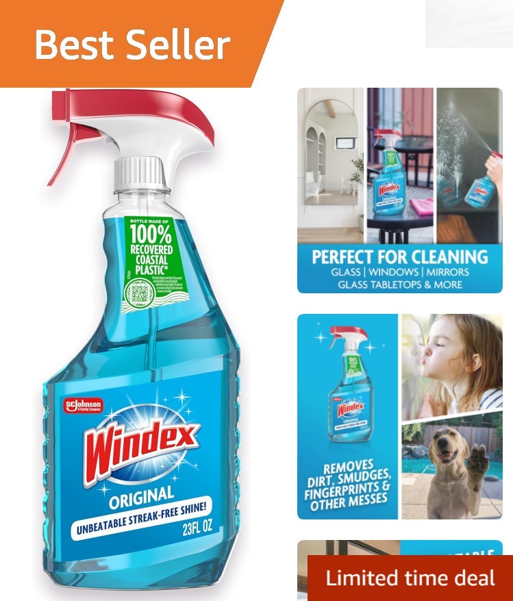 23 Oz Glass Cleaner with Trigger Spray – Safe, Effective, and Recycled Packaging