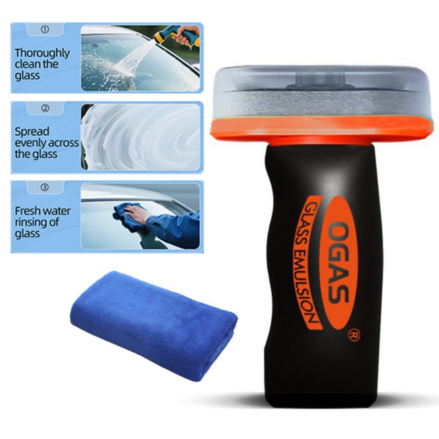 Car Glass Cleaner Windshield Oil Film Remover Roll-On Car Glass Cleaning Brush