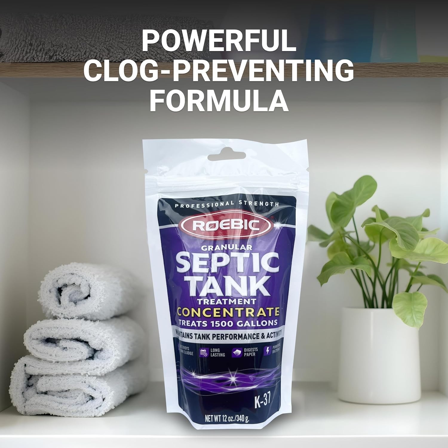 Roebic 12-Ounce Unscented Granular Septic Tank Treatment – Odor Eliminator