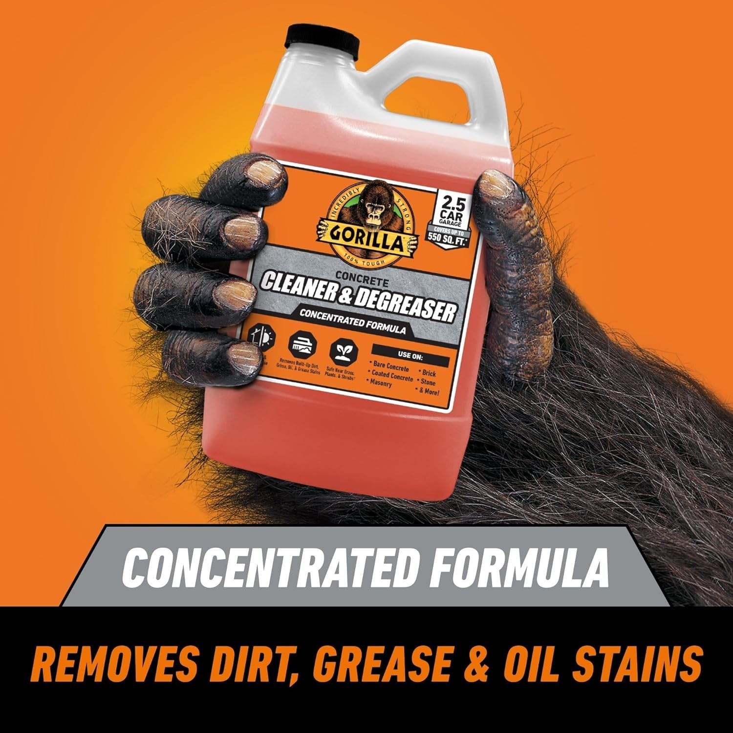 Gorilla Concrete Cleaner Degreaser 64oz Concentrate Removes Oil Grease