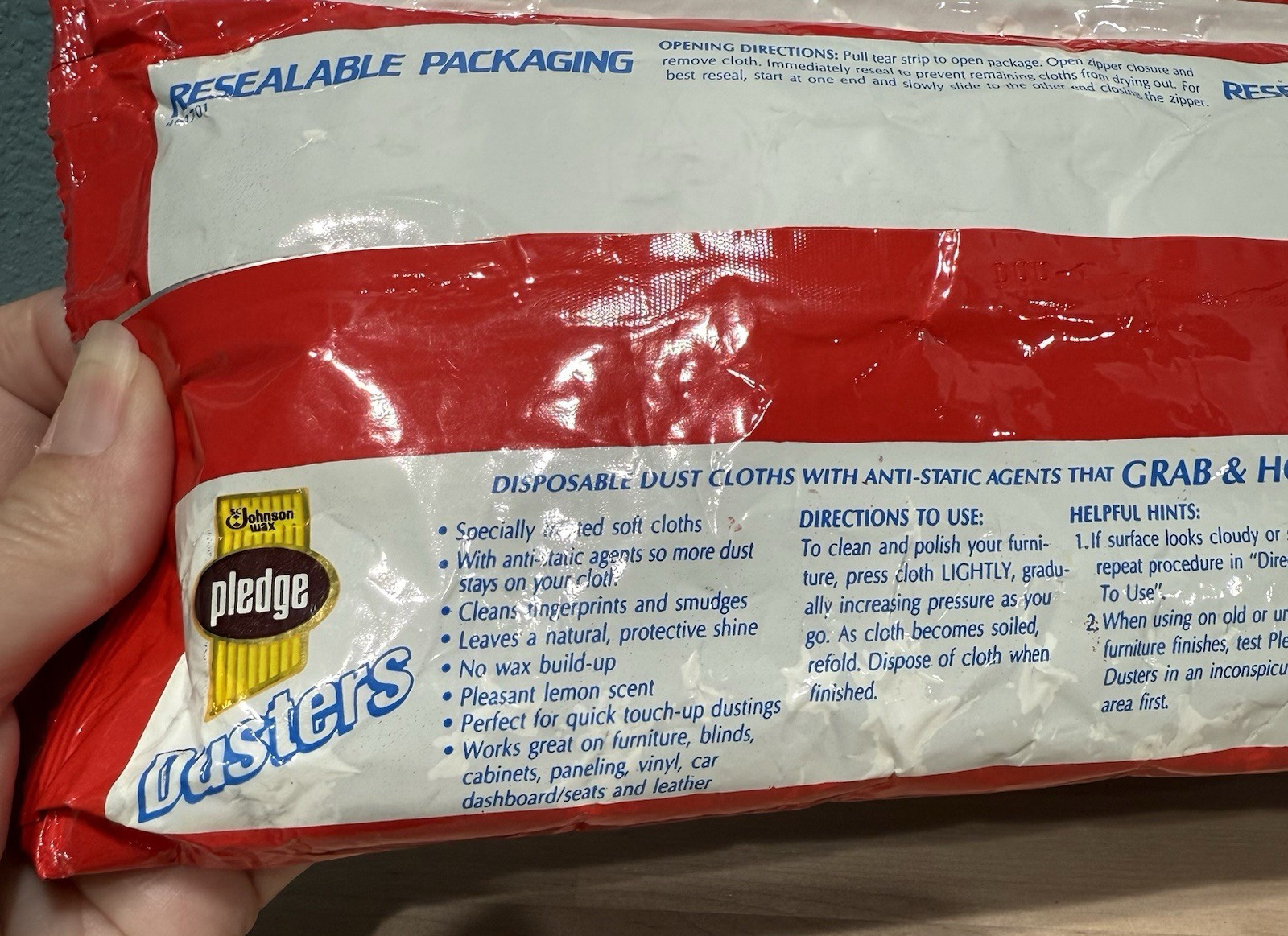 1989 Pledge Dusters Lemon Anti Static Dust Cloths Nostalgia NOS Prop Rare NEW
