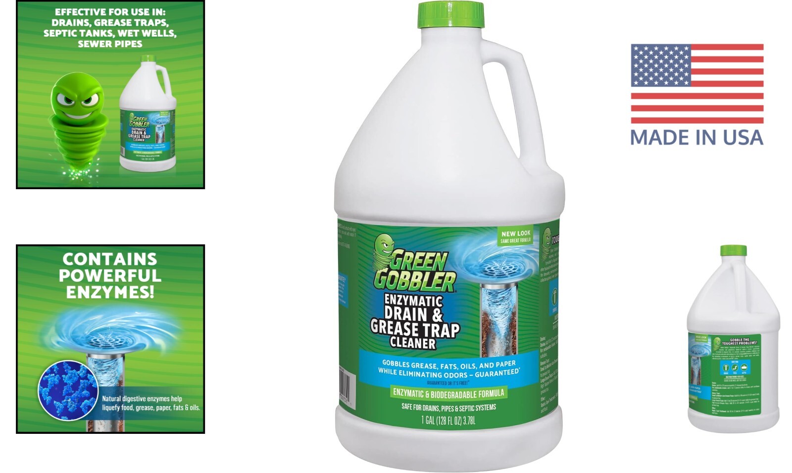 Enzyme Drain Cleaner – Controls Odors & Breaks Down Grease, Paper, Fat – 1 Ga…