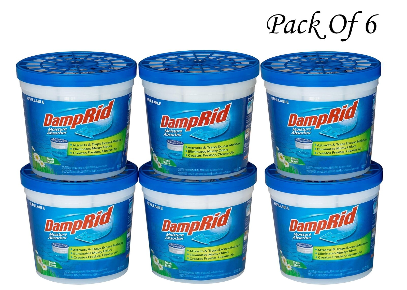 DampRid Refillable Moisture Absorber, 10.5 oz. Cups, 6 Pack, Fresh Scent