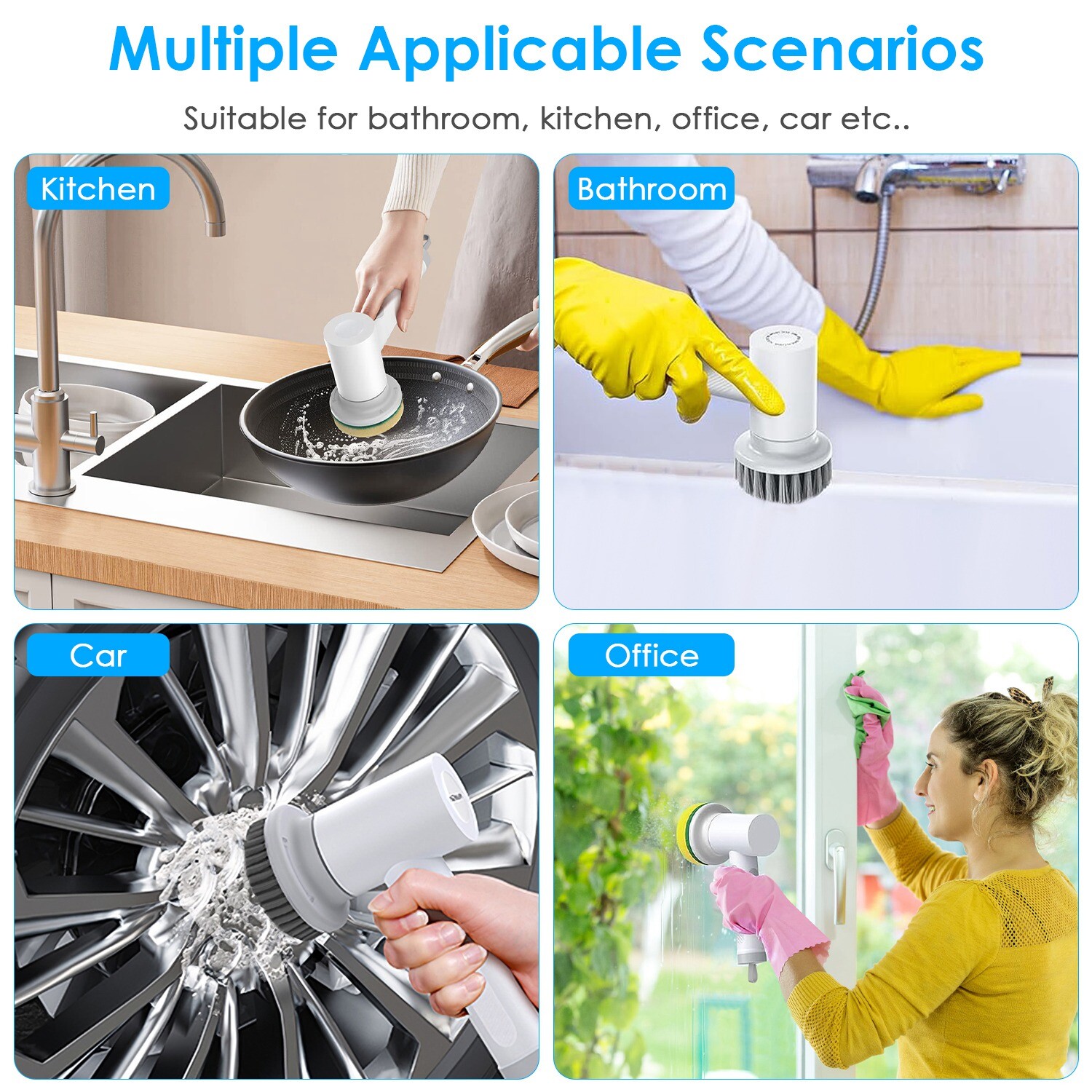 Electric Handheld Spin Scrubber Cordless Cleaning Brush Shower Scrubber Portable