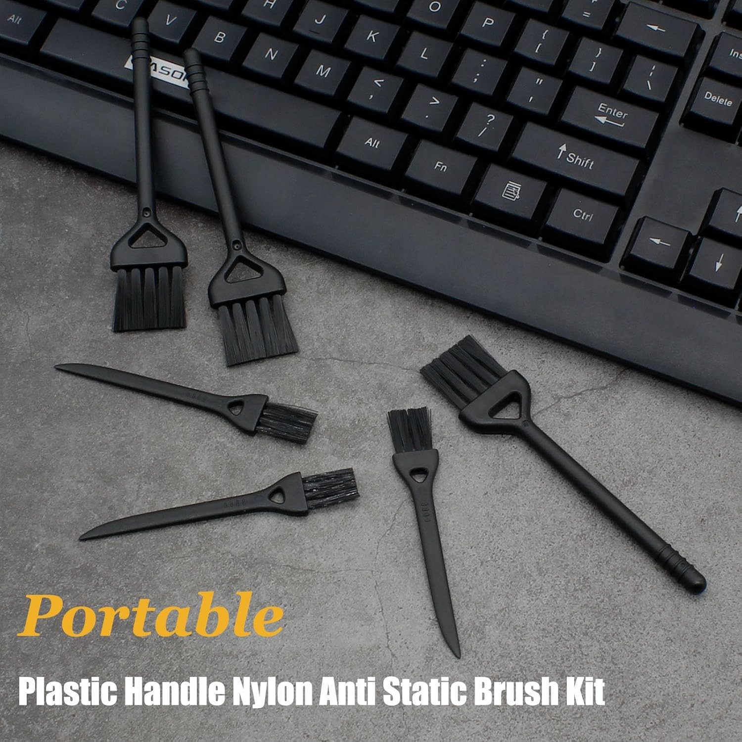 Keyboard Cleaning Brush, 6 Pcs Plastic Handle Nylon Anti Static Brush Kit Fit fo