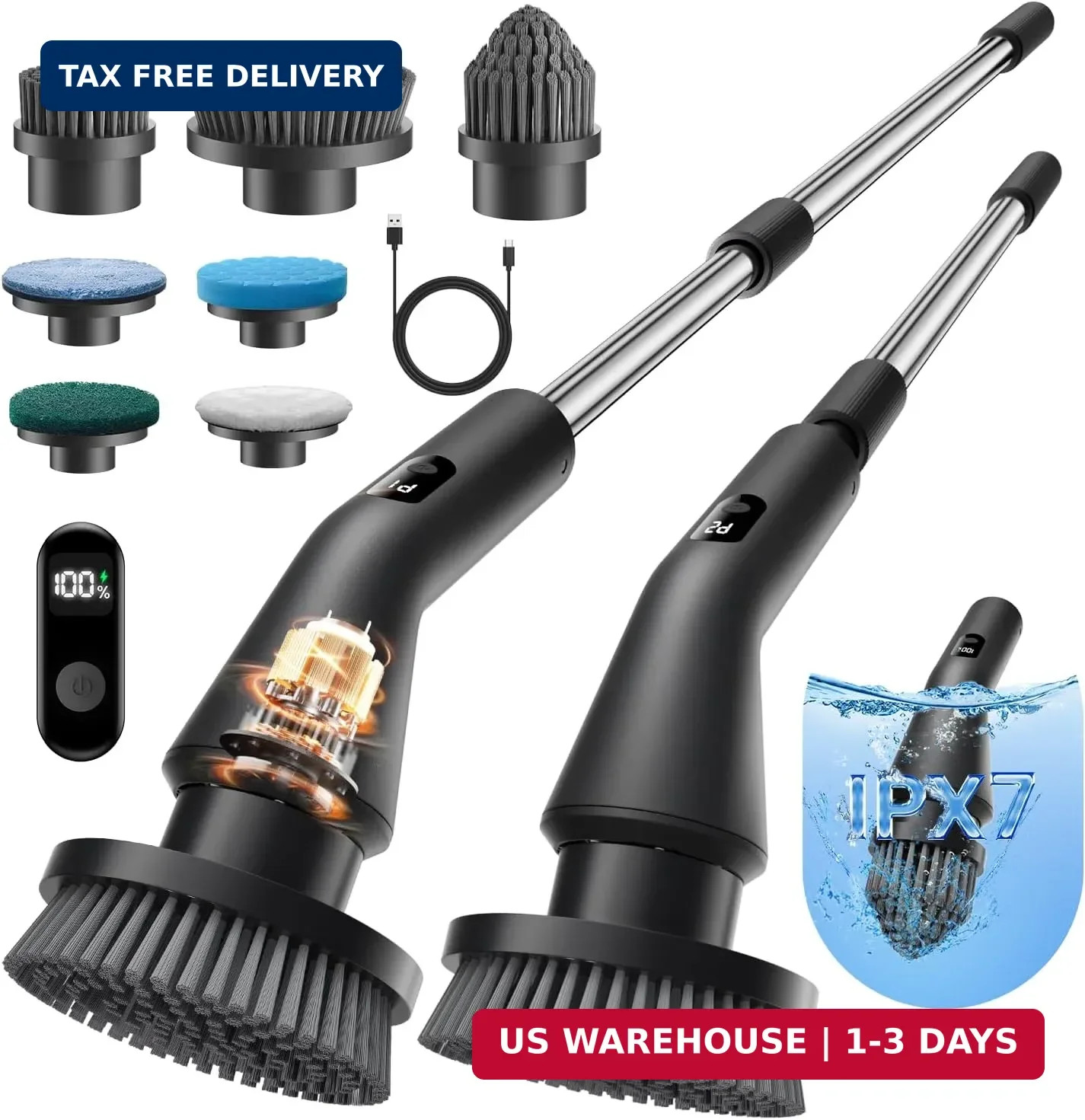 Leebein Electric Spin Scrubber, Cordless Cleaning Brush for Bathroom Shower Tub,