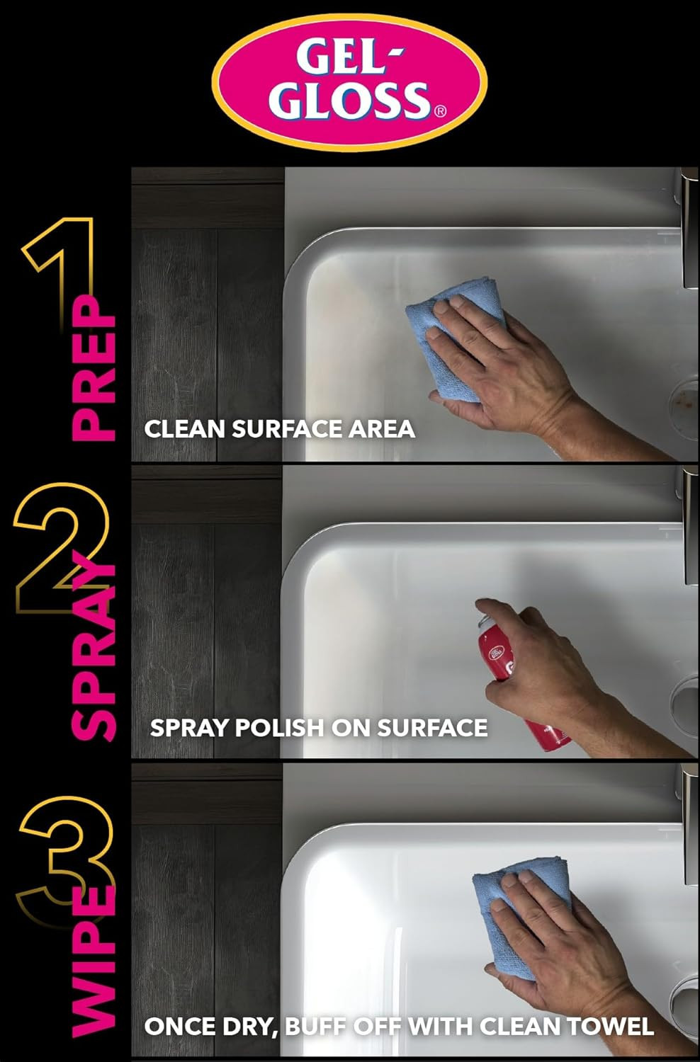 Original Gel Gloss Kitchen and Bath Polish and Protector, 12oz. Aerosol Can, Pin