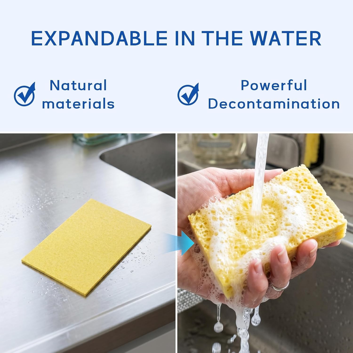Cellulose Sponges,Heavy Duty Scrub Kitchen Sponge No Scratching,Pop Up Eco DIY