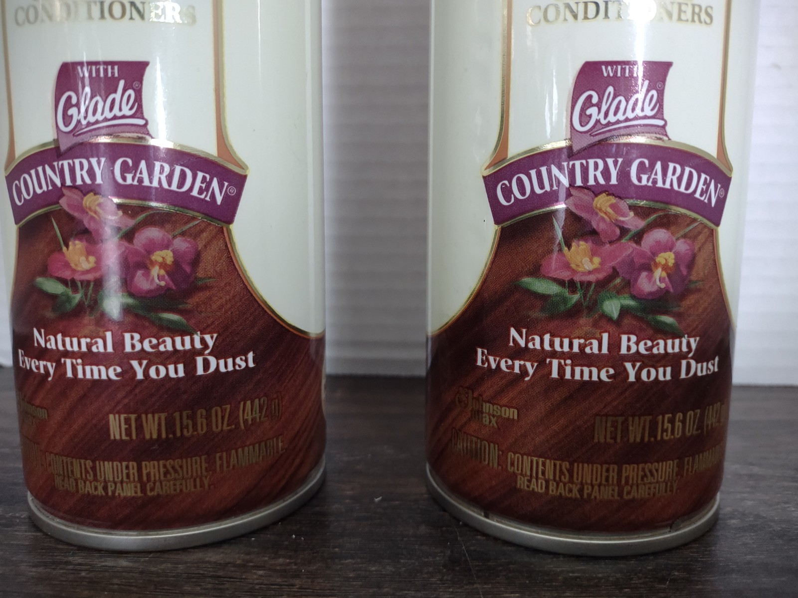 2-Vintage PLEDGE with GLADE COUNTRY GARDEN FURNITURE Polish Spray 1998 NOS