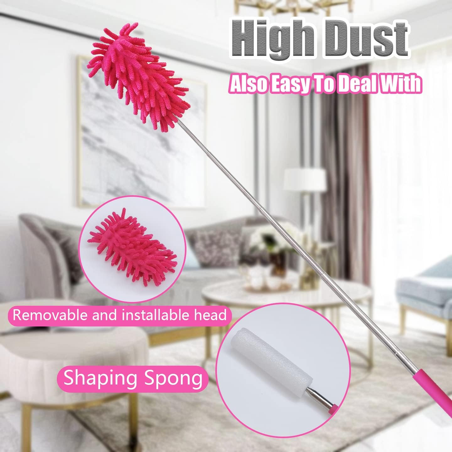 Extendable Microfiber Chenille Duster 4 Pack Bendable Head Telescoping Pole