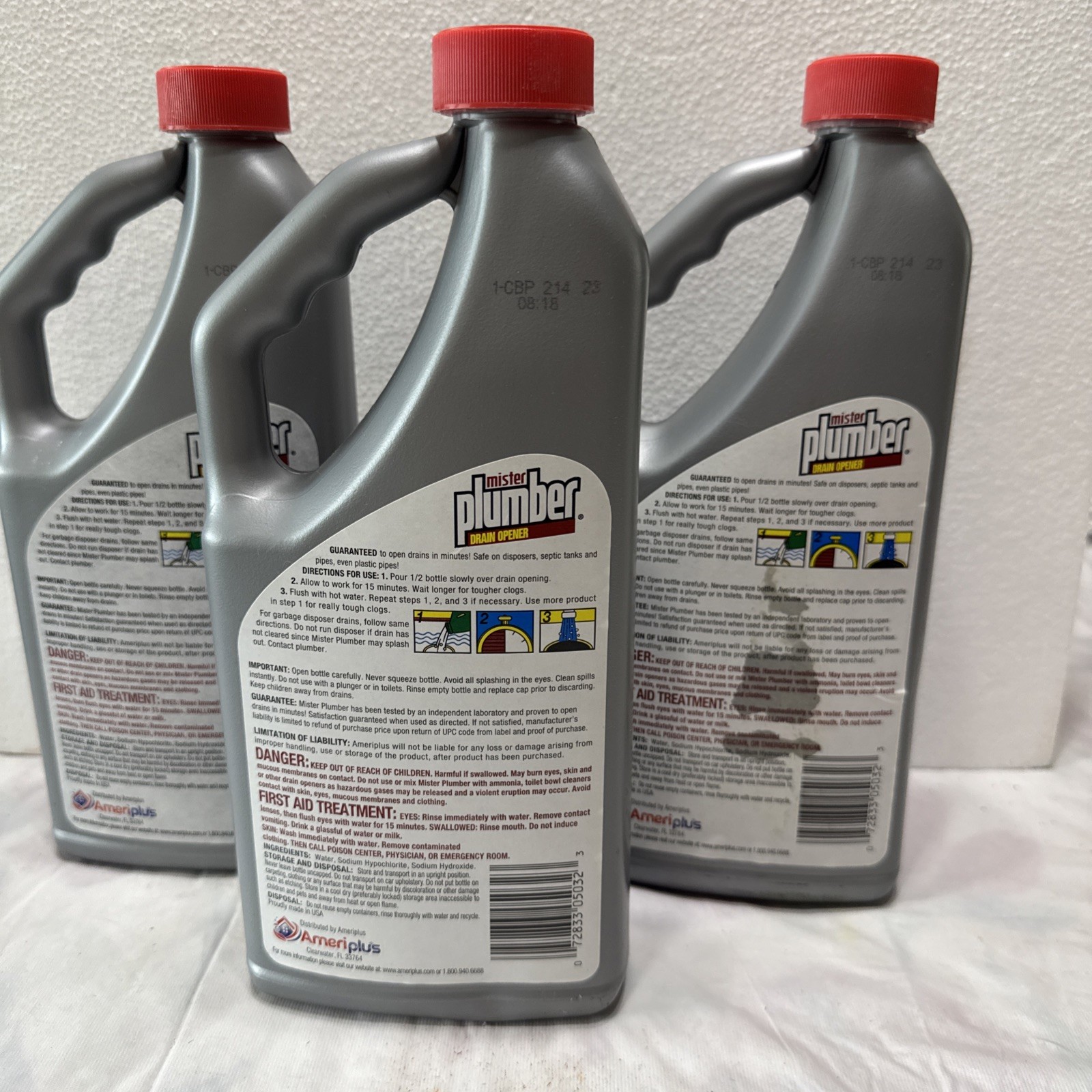 Drain Cleaner 3 Pack Septic Safe Heavy Duty Pipe Grease Clog Remover