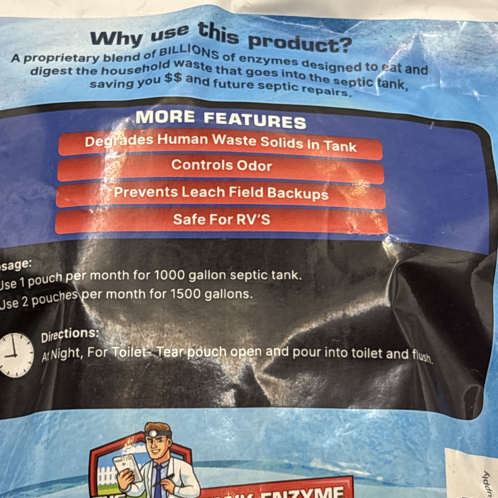 THE SEPTIC SURGEON TANK TREATMENT ENZYME CONTROLS ODOR SAFE FOR ANY PIPES * RVs