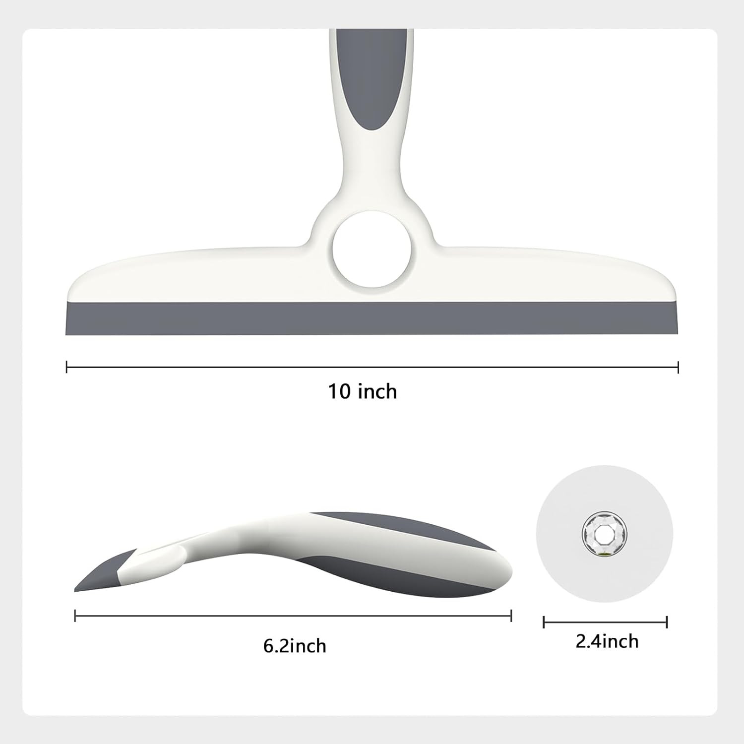Shower Squeegee for Glass Doors & Walls – 10″ Squeegee with Adhesive Hook – Pack