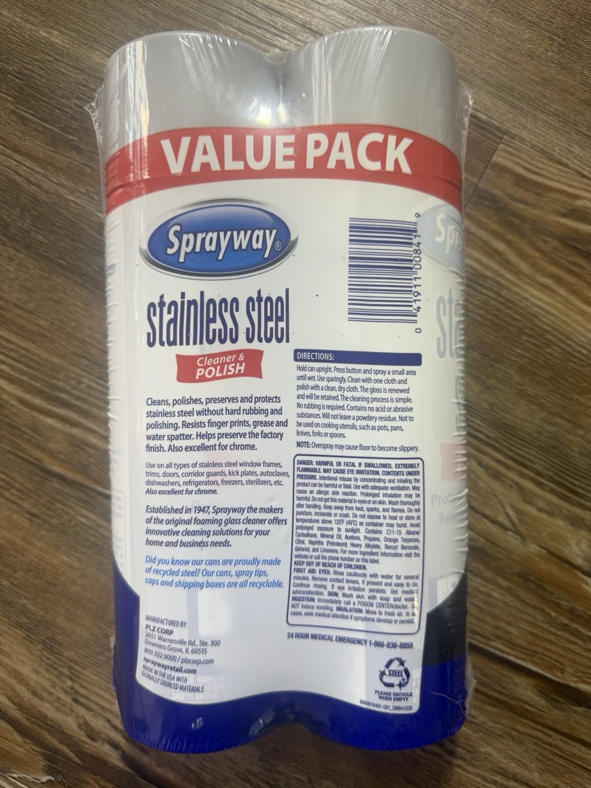 Sprayway Stainless Steel Cleaner & Polish 2 Pack Aerosol Oil Based