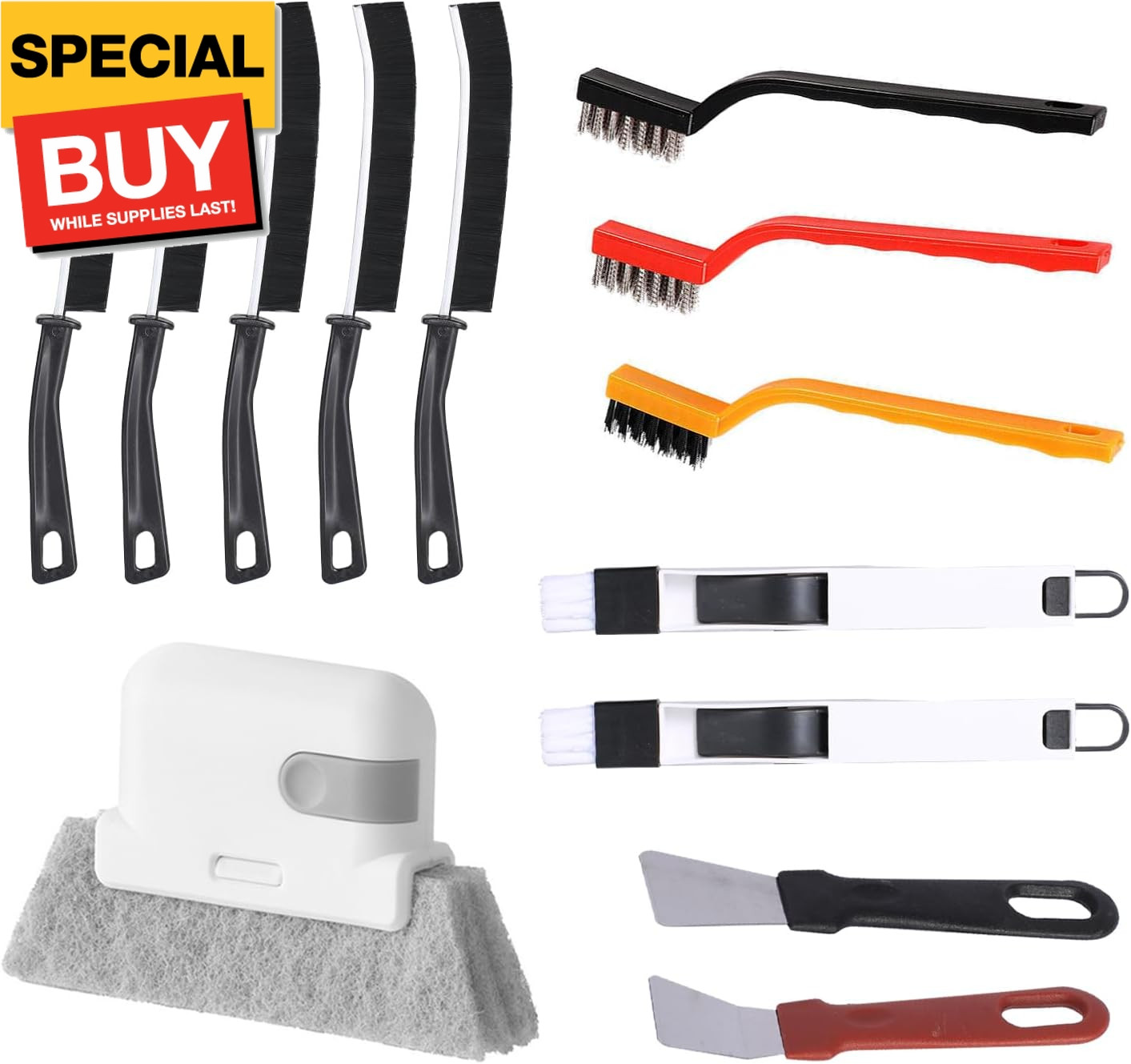 13pcs Household Cleaning Tools 2 in 1 Groove Cleaning Brush Window Track Cleanin