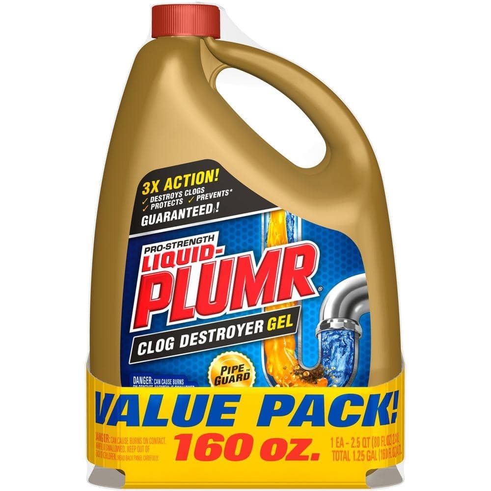 Liquid Plumr Pro Clog Destroyer Gel Drain Cleaner with Pipeguard (2-Pack) 160oz.