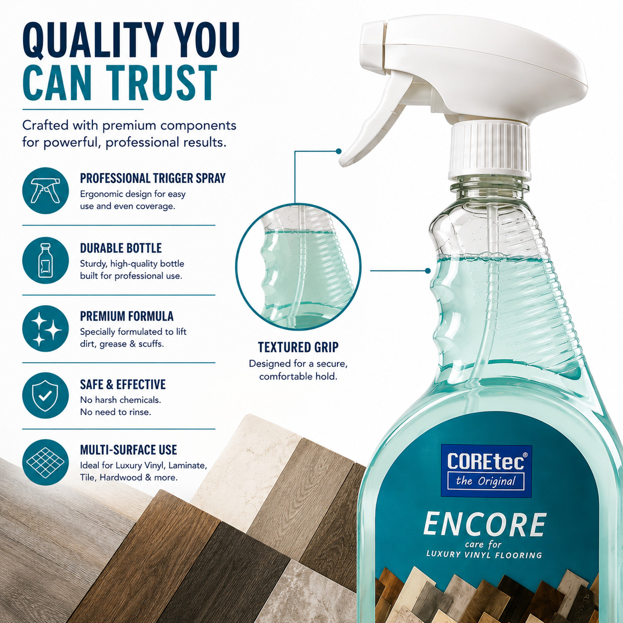COREtec Encore 32oz Floor Cleaner 4 Pack Luxury Vinyl Hardwood Laminate