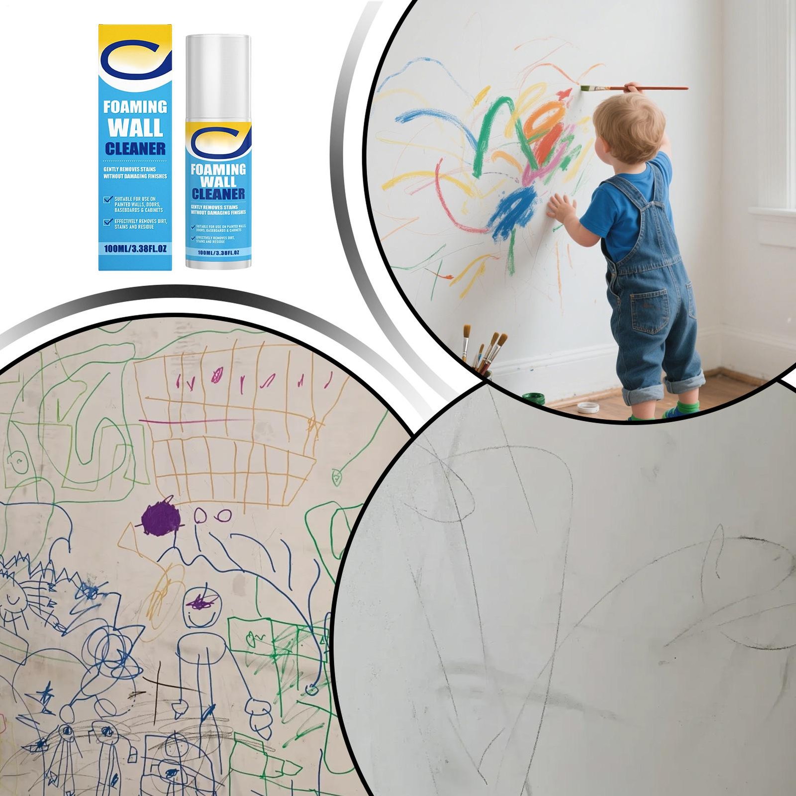 Foaming Wall Cleaner 100ml Stain Foam Spray Heavy Duty Kitchen Degreaser