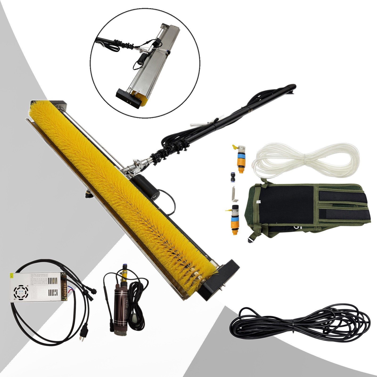 Electric Solar Panel Cleaner (110V, 150W, 5M Grip, 10M Cord, 5.12*3.61” Brush)