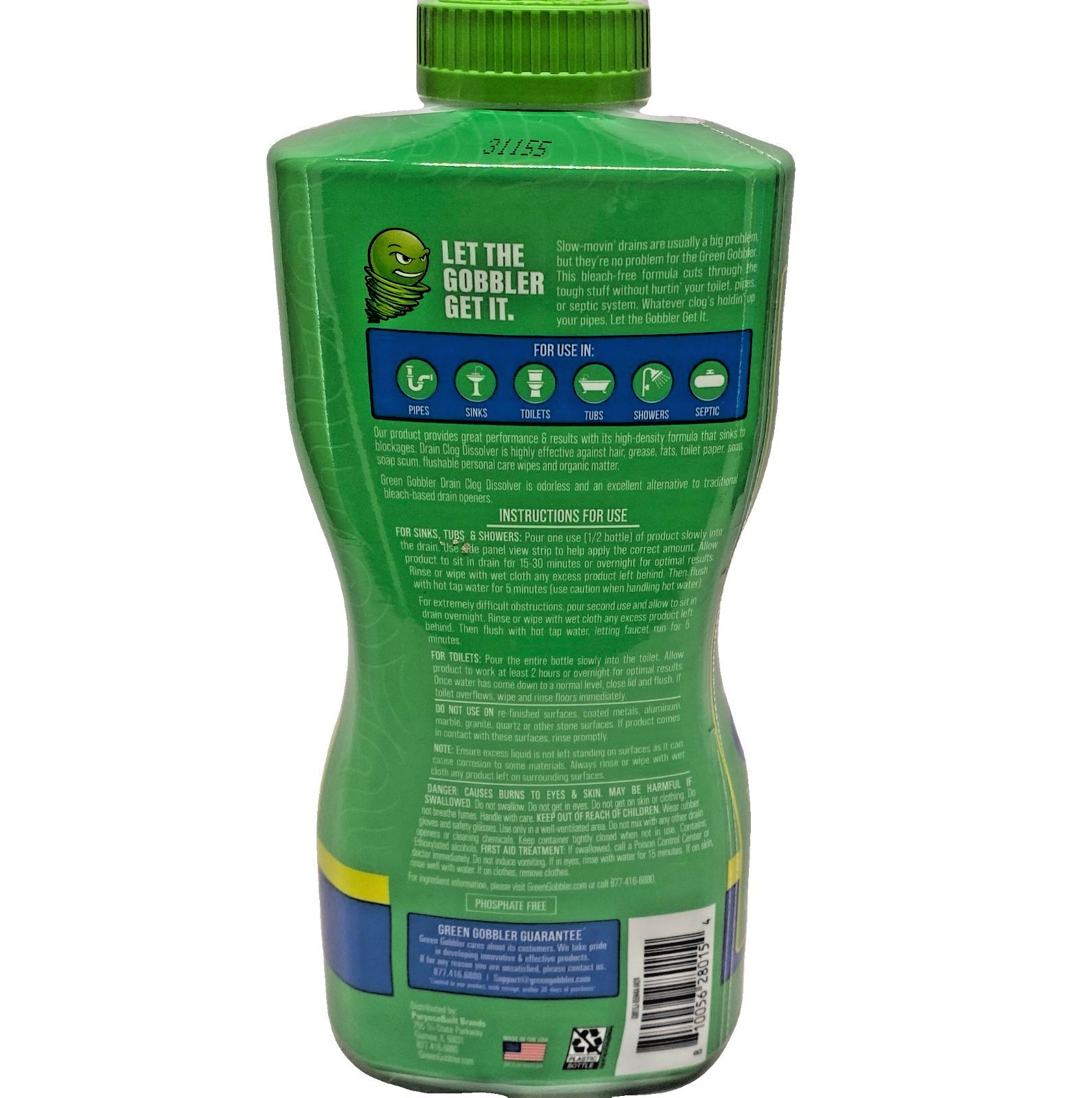Green Gobbler Drain Clog Dissolver Bleach Free Formula Hair Grease Soap 6 Pack