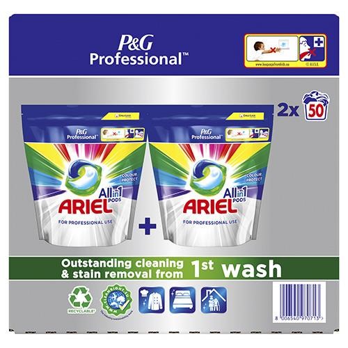 Ariel Professional All-In-1 Laundry Pods, Colour Protect (2 x 50) Washes