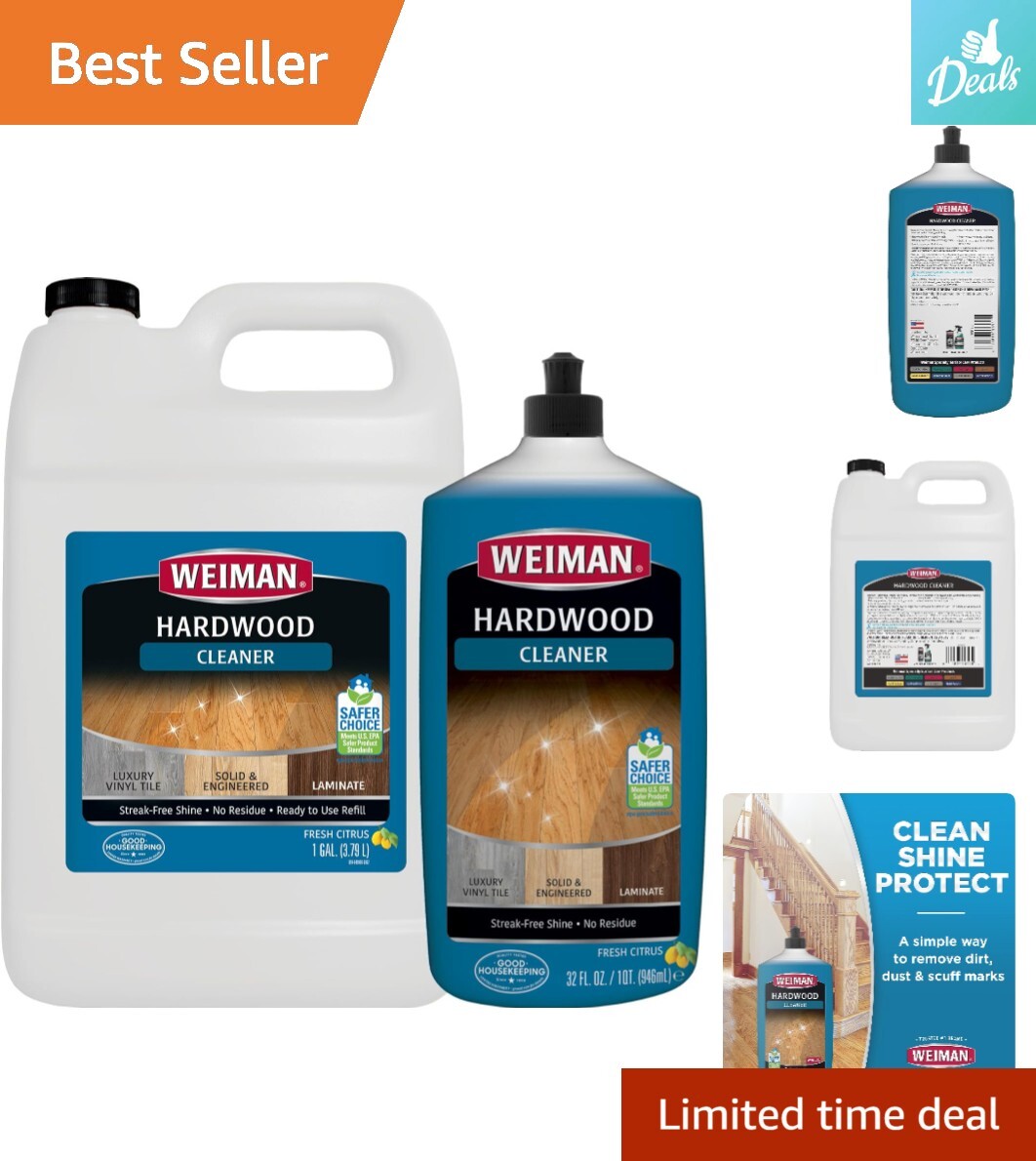 Hardwood Floor Cleaner – No Sticky Residue – Safe for Finished Wood Surfaces