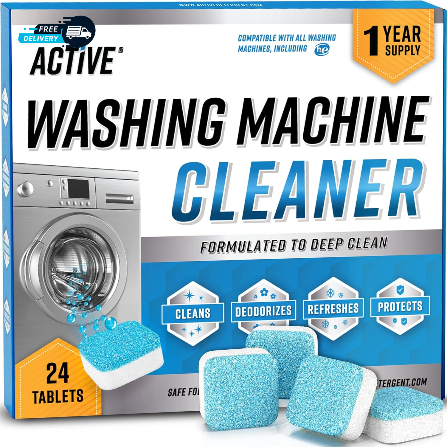 Washing Machine Cleaner Descaler 24 Pack Deep Cleaning Tablets