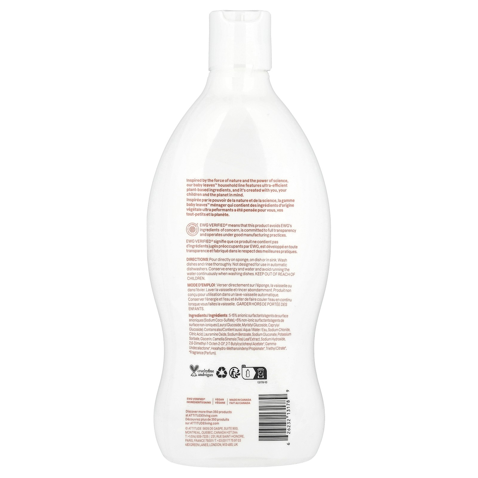 Baby Leaves™, Baby Bottle Dishwashing Liquid, Pear Nectar, 23.7 fl oz (700 ml)
