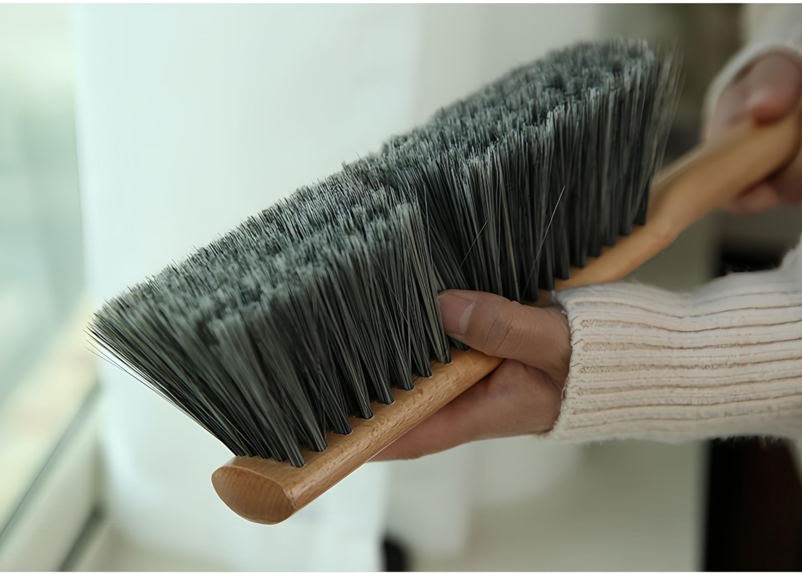 Hand Brush Soft Bristle With Oiled Beech Wood Handle 14 Inch Long brown