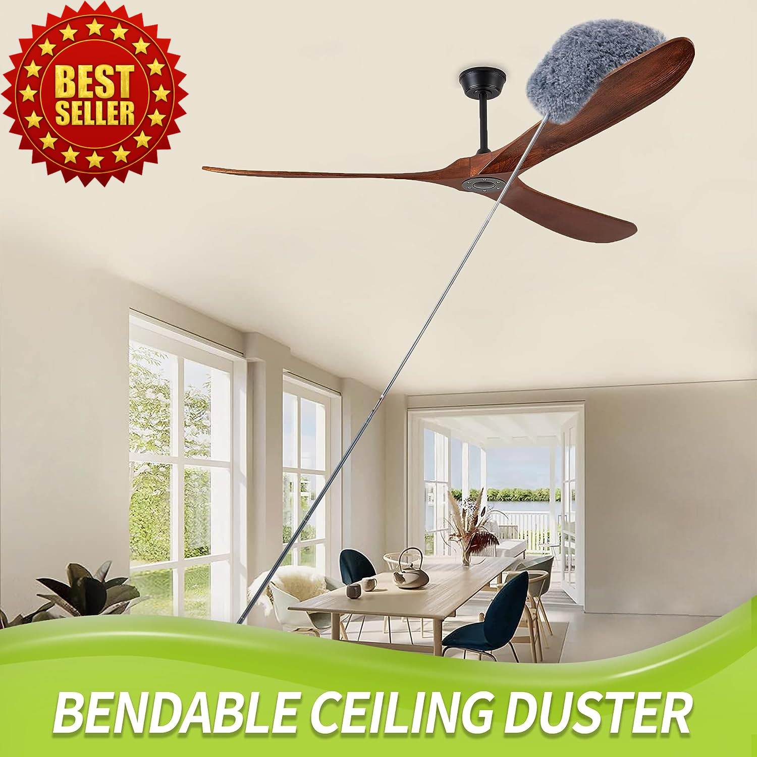 IVYROLL Cobweb Duster with Extension Pole 100″ Microfiber Ceiling Cleaner