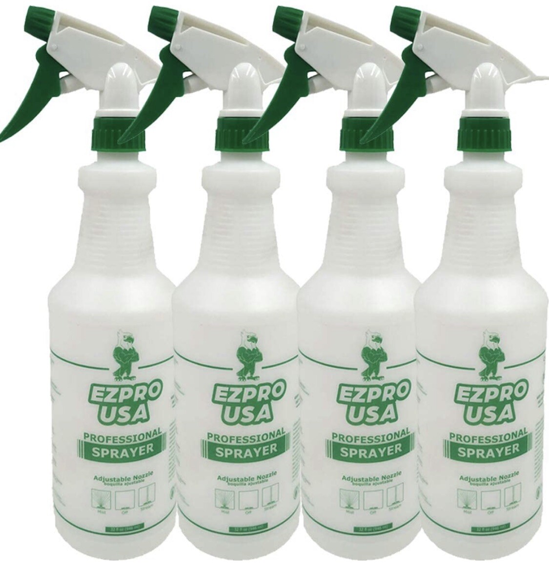 EZPRO USA Empty Plastic Spray Bottles 16oz, Upside Down, Adjustable Mist, 16pack
