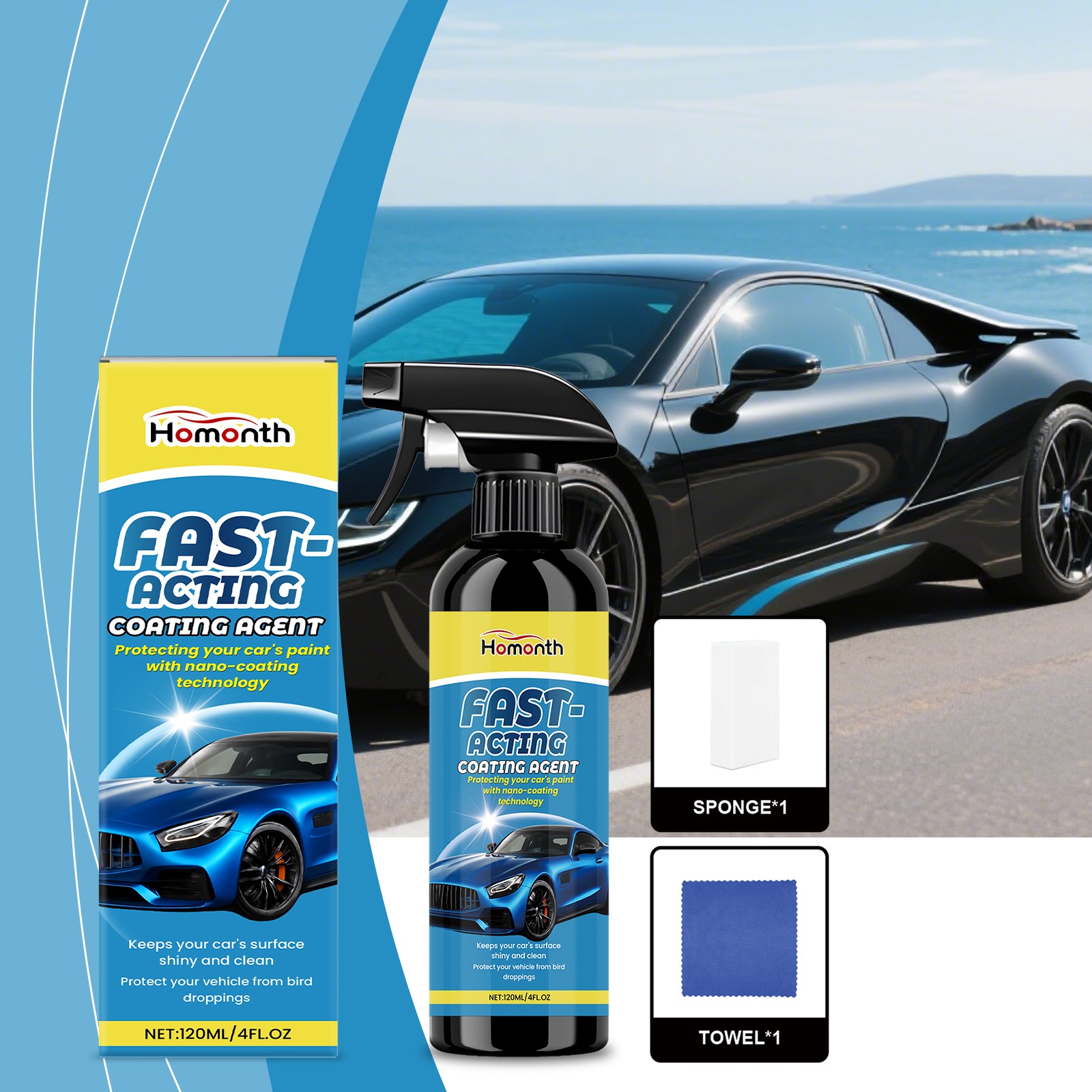 Ceramic Coating Spray Kit PTFE Nano Paint Sealant Hydrophobic Car Wax