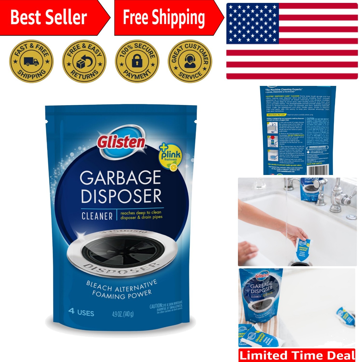20 Count Disposer Care Cleaner – Powerful Lemon Foaming Strips for Kitchen Use