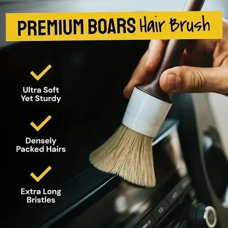 Car Detailing Brush Ultra Soft Boars Hair Set of 3- Automotive Detail Brushes…