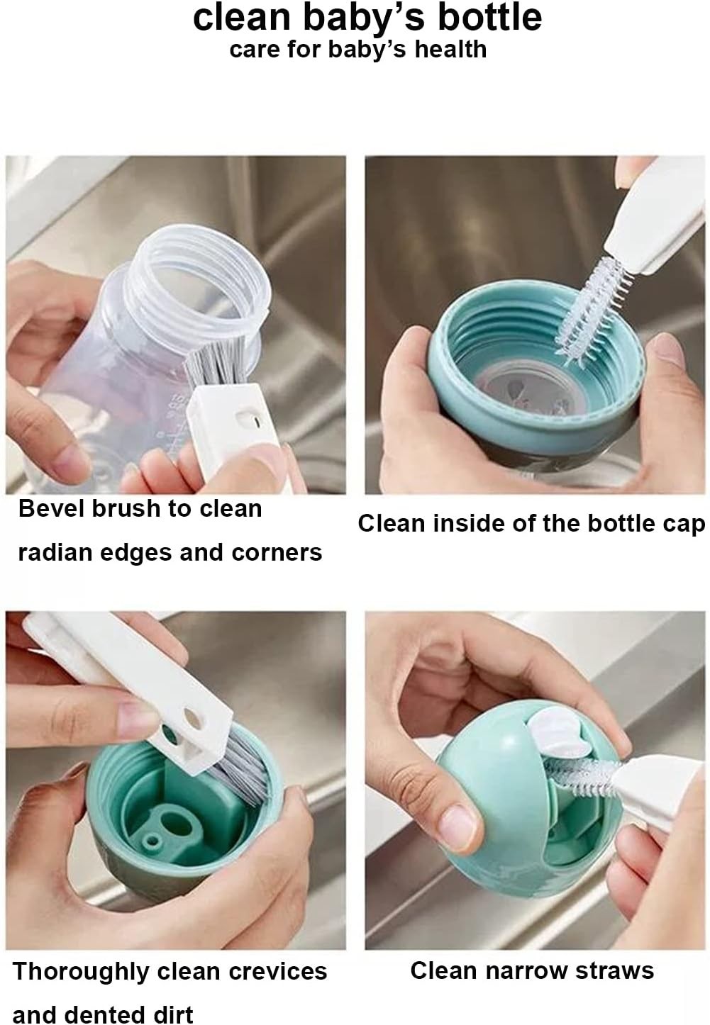 Effortless Crevice Cleaning Brush for All Bottle Types – Compact & Effective