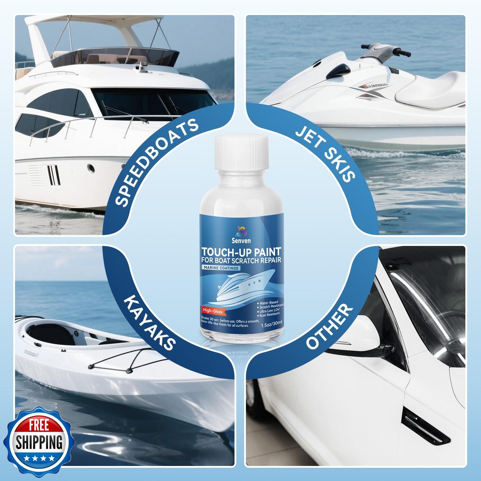 Boat Paint White Touch Up Pen High-Gloss Boat Scratch Repair Marine Topside B